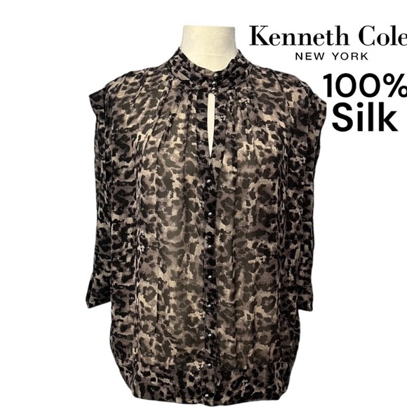 Kenneth Cole New York (EUC) 100% SILK Top, Size 12 - Picture 1 of 12